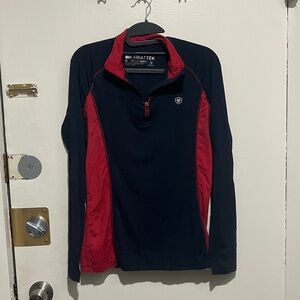 Ariat Navy and Red Riding Quarter-Zip Sunshirt size M